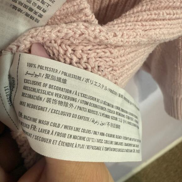 Abercrombie & Fitch Y2K Baby Pink Crew Neck Sweater Back Lace-Up Detail Size M - Picture 6 of 6